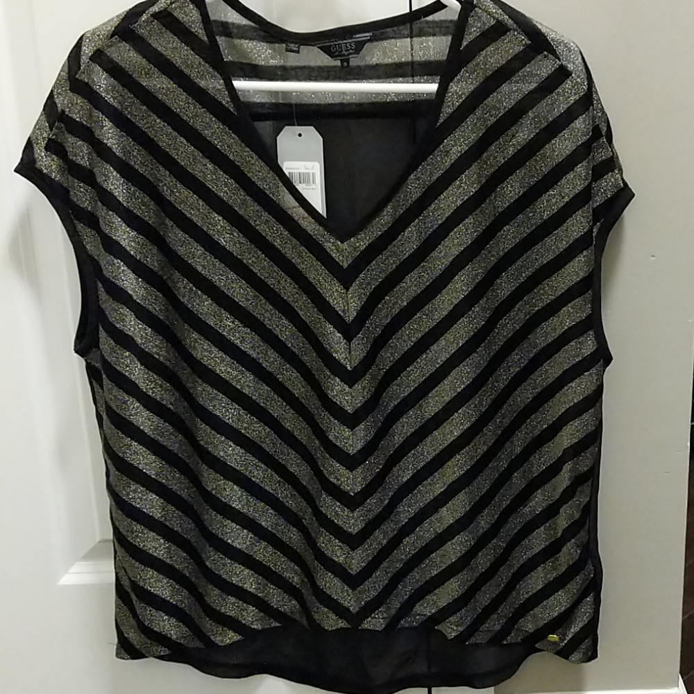 Sheer Black and gold Guess top